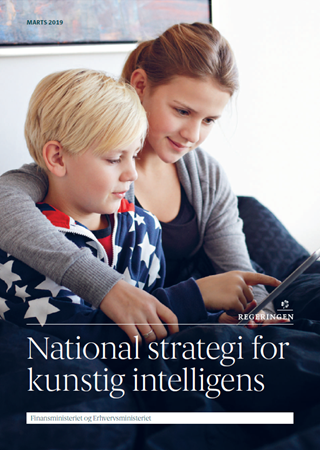 Forsiden af rapporten "National strategi for kunstig intelligens".
