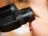 En dreng kigger i et mikroskop.